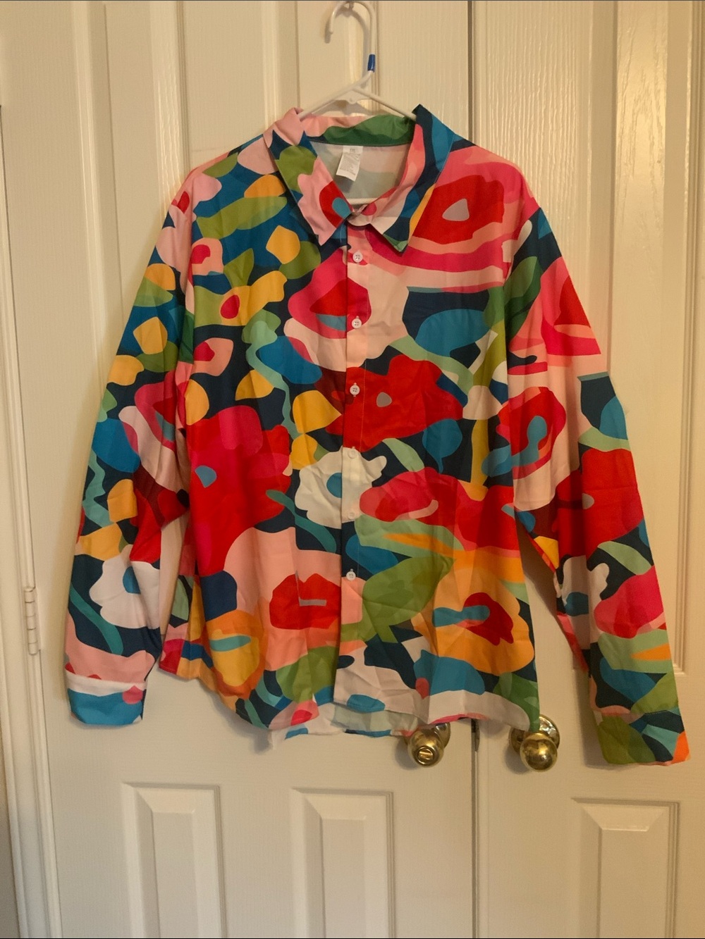 Plus Size Vibrant Floral Print Women's Shirt - Casual - Long Sleeve - 5X - New!!